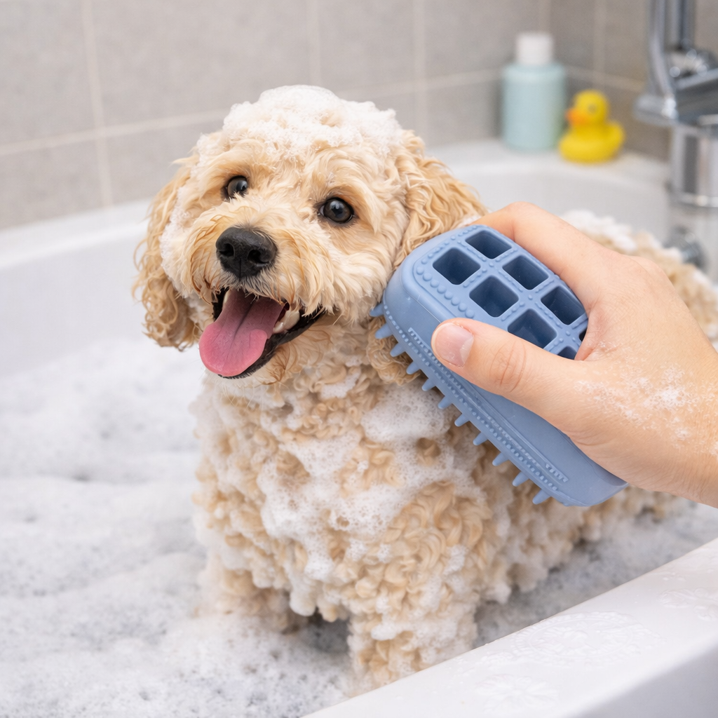 3-Head Silicone Bath Massage Brush with Fur Removal